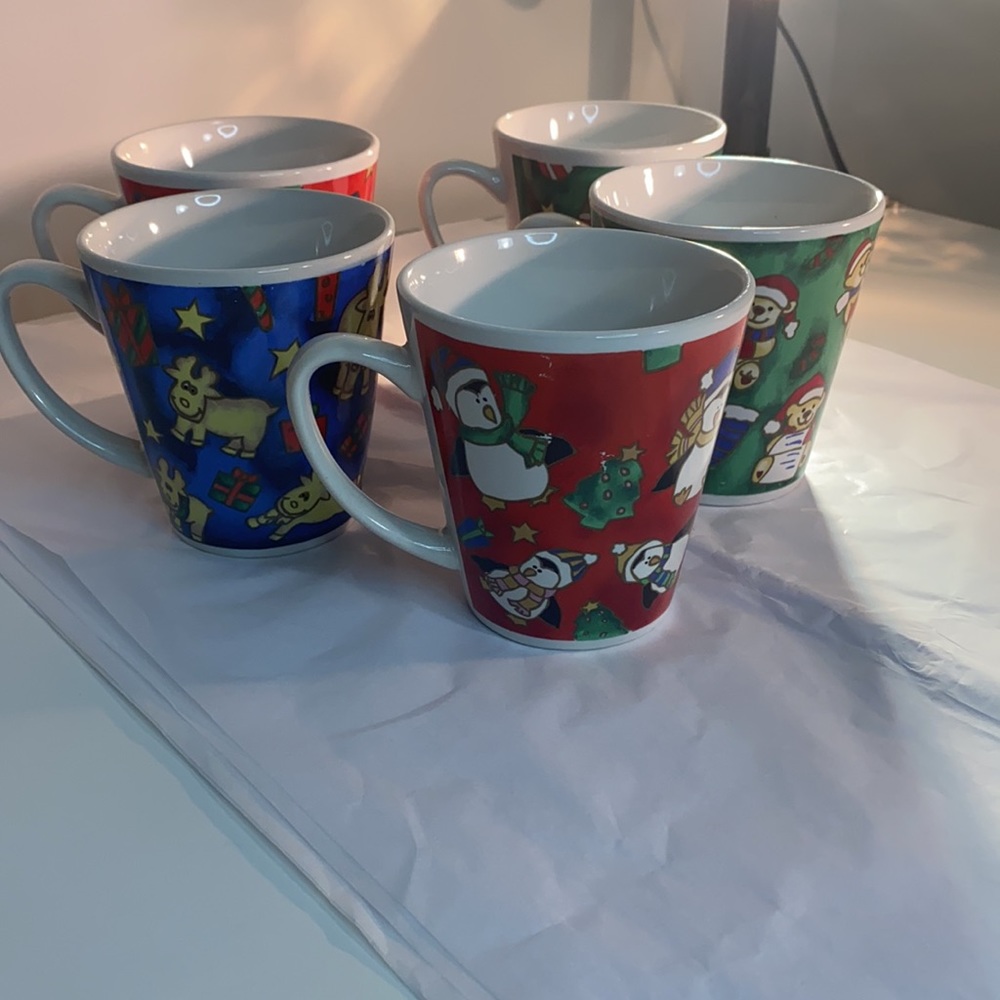 Mugs Set of 5 mugs Christmas mugs